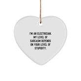 Funny Electrician Gifts for Men - Heart Ornament with Sarcasm Quote, Gifts from Family, Unique Christmas Unique Gifts for Electrician - Image 1